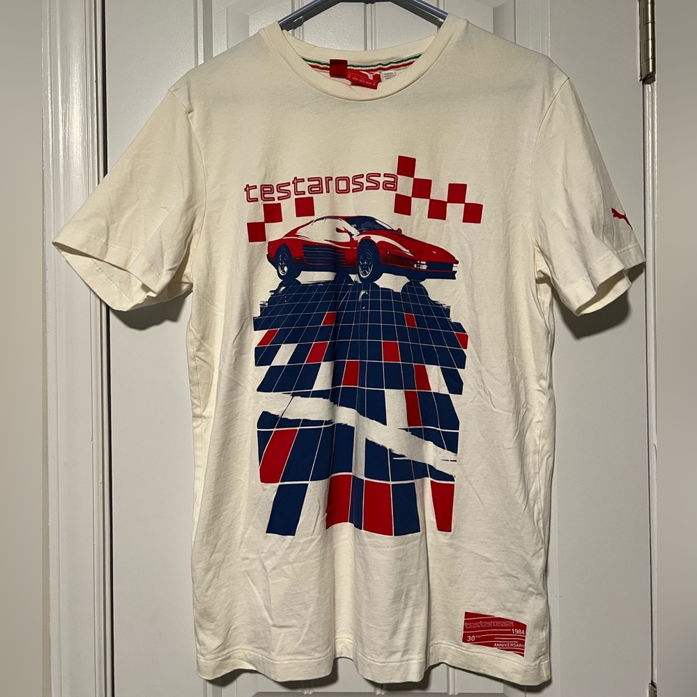 Puma X Ferrari Anniversary Cream and Red Testarossa Graphic Tee
